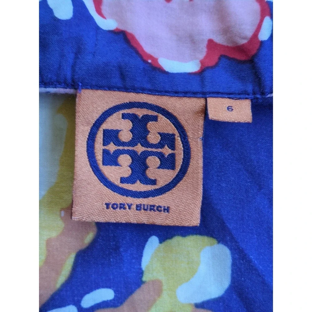 Tory Burch Wildflower Print Floral Tunic Multicolor Size 6‎ Side Zip Pullover